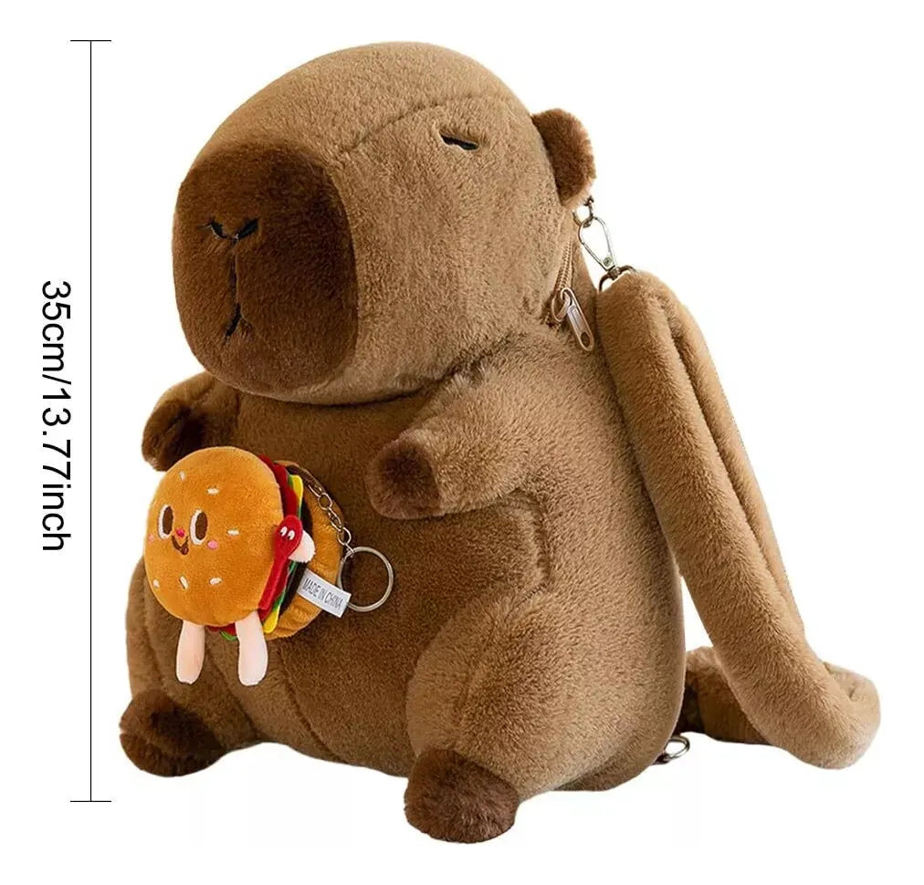 CapiBag™ - Mochila de Peluche Capibara Kawaii con Hamburguesa