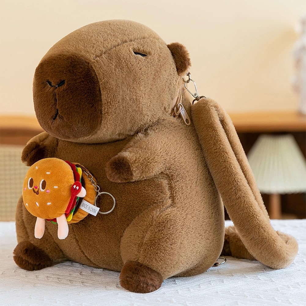 CapiBag™ - Mochila de Peluche Capibara Kawaii con Hamburguesa