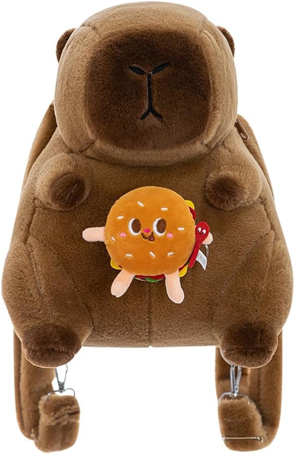 CapiBag™ - Mochila de Peluche Capibara Kawaii con Hamburguesa