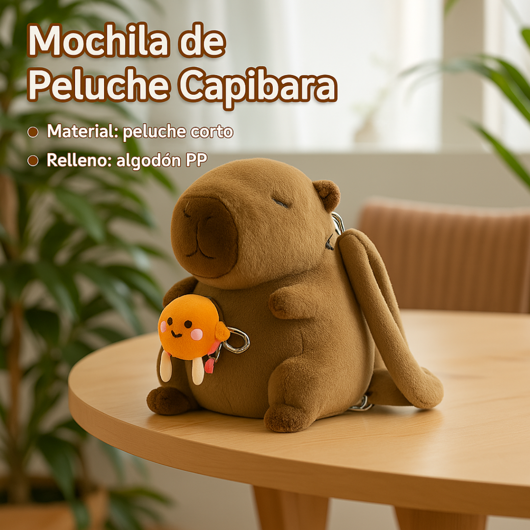 CapiBag™ - Mochila de Peluche Capibara Kawaii con Hamburguesa