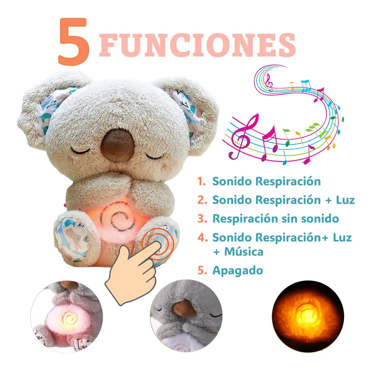 Koalú™ - Osito De Peluche Que Brilla Y Respira